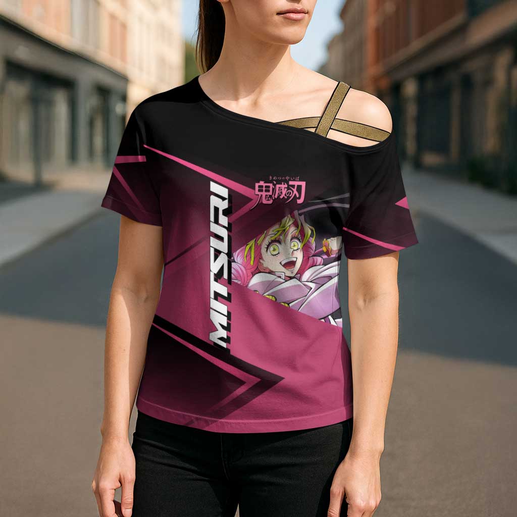 Mitsuri Kanroji Love Volley Cross Shoulder Shirt Sporty Anime Mashup Style