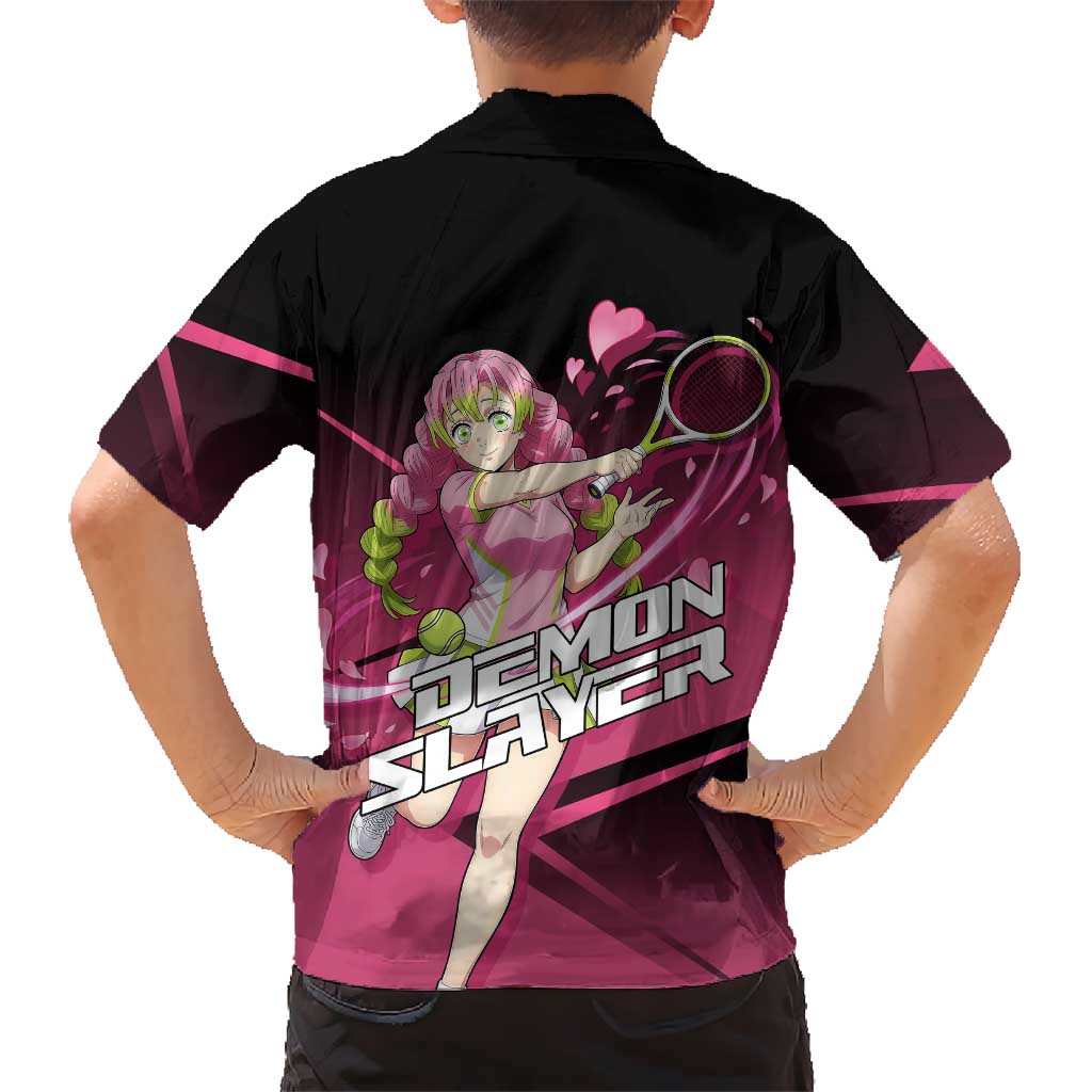 Mitsuri Kanroji Love Volley Family Matching Off Shoulder Maxi Dress and Hawaiian Shirt Sporty Anime Mashup Style