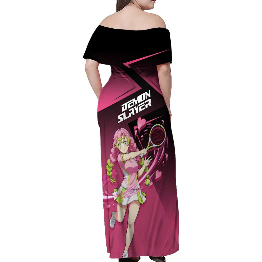 Mitsuri Kanroji Love Volley Family Matching Off Shoulder Maxi Dress and Hawaiian Shirt Sporty Anime Mashup Style