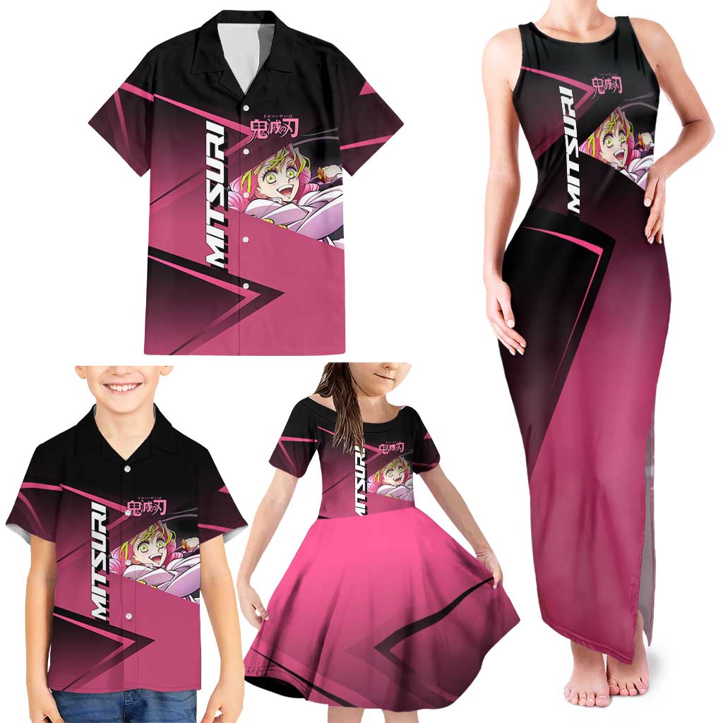 Mitsuri Kanroji Love Volley Family Matching Tank Maxi Dress and Hawaiian Shirt Sporty Anime Mashup Style