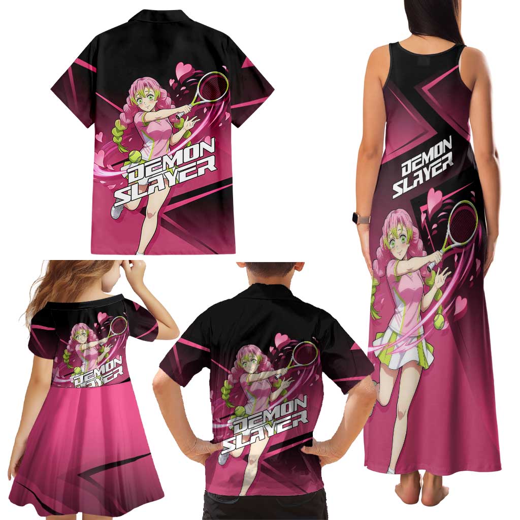 Mitsuri Kanroji Love Volley Family Matching Tank Maxi Dress and Hawaiian Shirt Sporty Anime Mashup Style