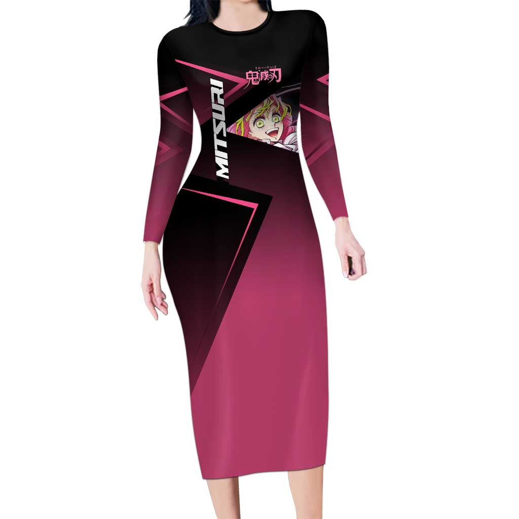 Mitsuri Kanroji Love Volley Long Sleeve Bodycon Dress Sporty Anime Mashup Style
