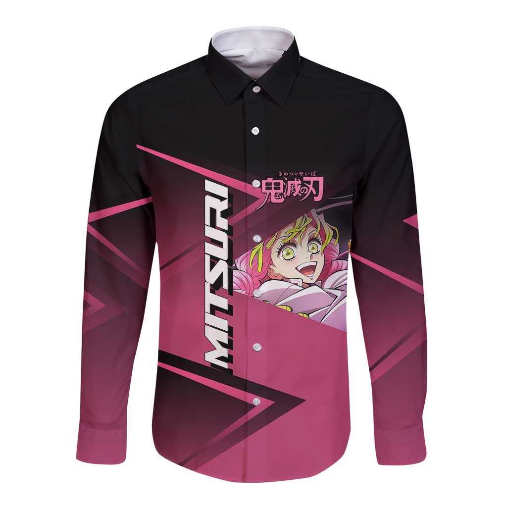 Mitsuri Kanroji Love Volley Long Sleeve Button Shirt Sporty Anime Mashup Style