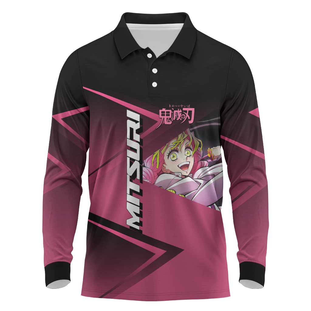 Mitsuri Kanroji Love Volley Long Sleeve Polo Shirt Sporty Anime Mashup Style