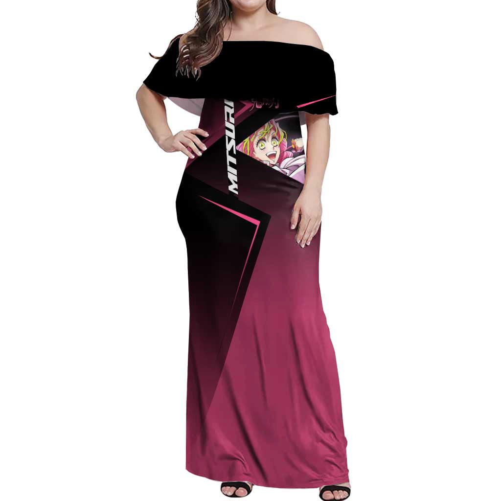 Mitsuri Kanroji Love Volley Off Shoulder Maxi Dress Sporty Anime Mashup Style