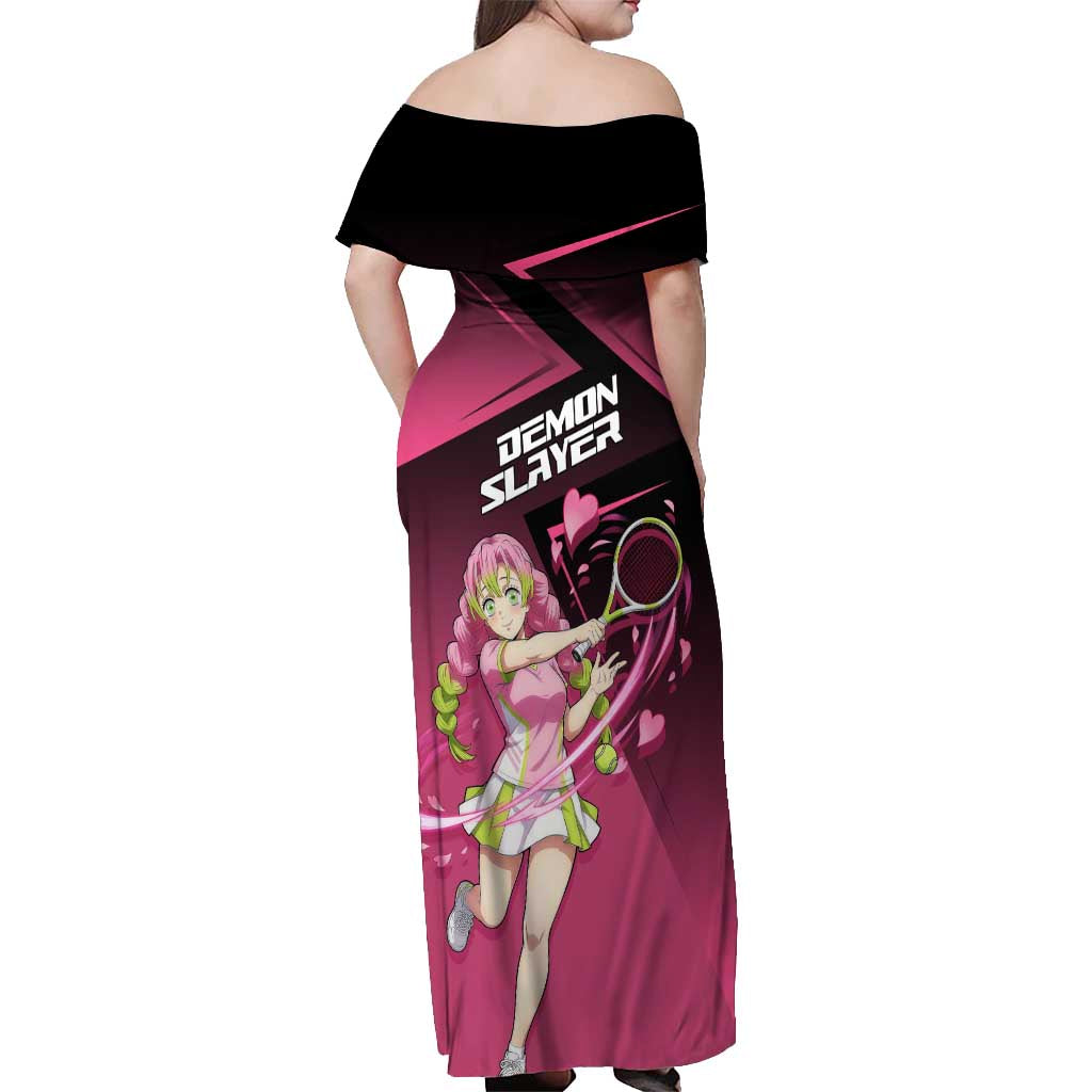 Mitsuri Kanroji Love Volley Off Shoulder Maxi Dress Sporty Anime Mashup Style