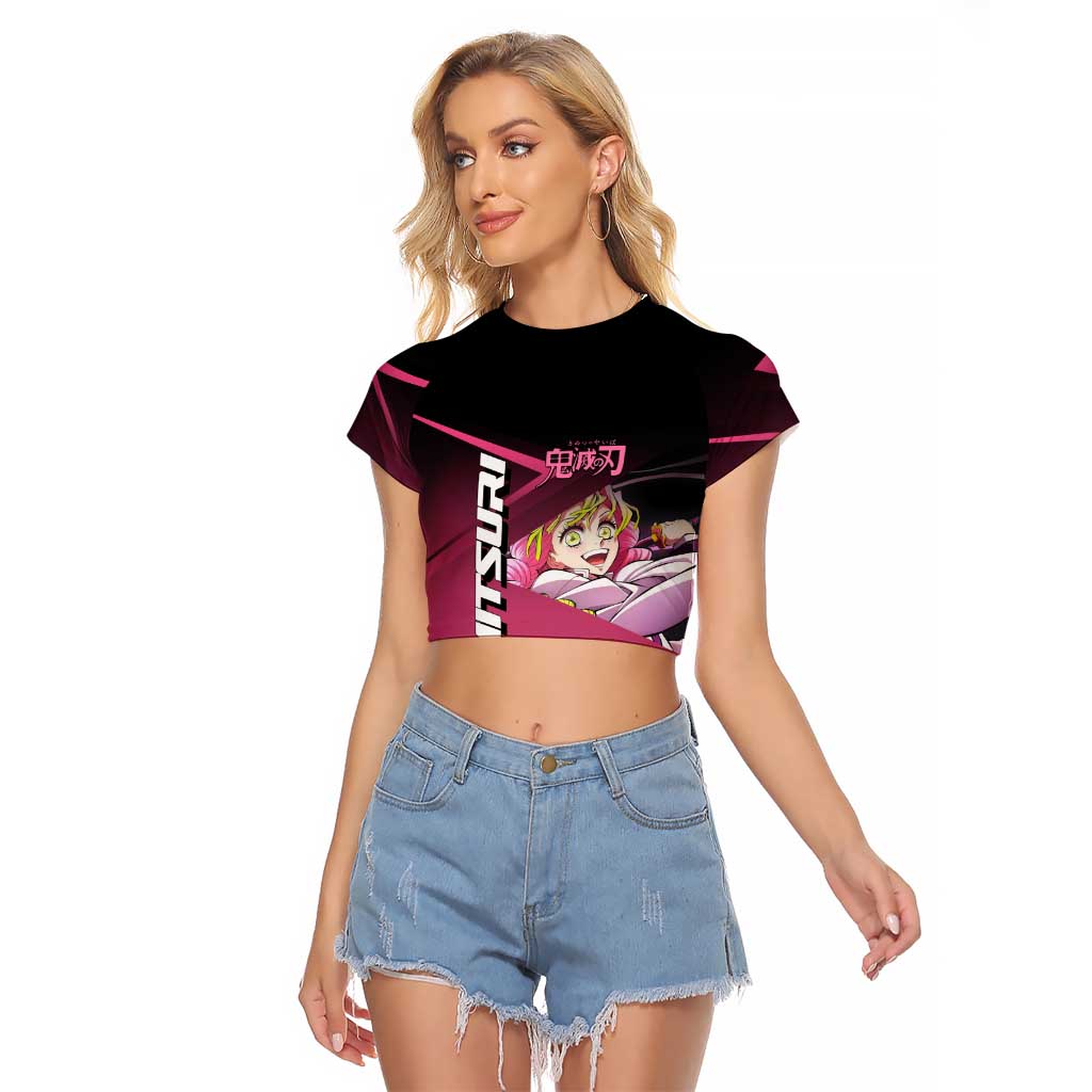 Mitsuri Kanroji Love Volley Raglan Cropped T Shirt Sporty Anime Mashup Style