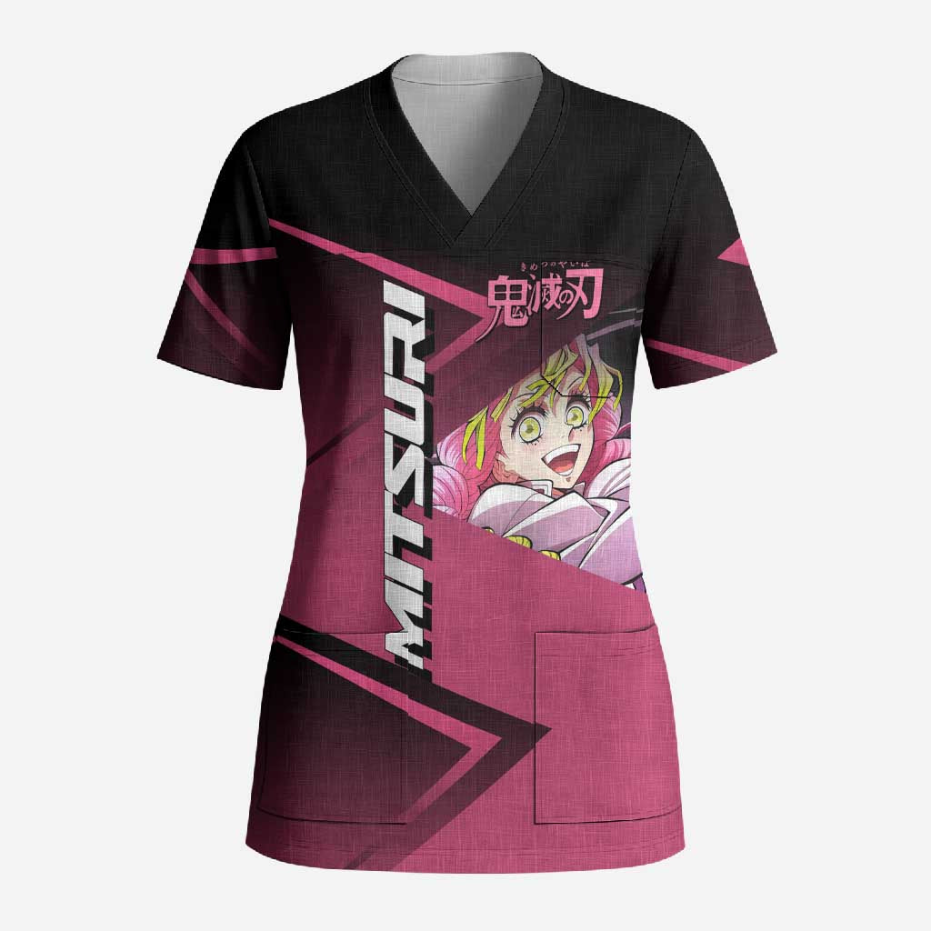 Mitsuri Kanroji Love Volley Scrub Top Sporty Anime Mashup Style