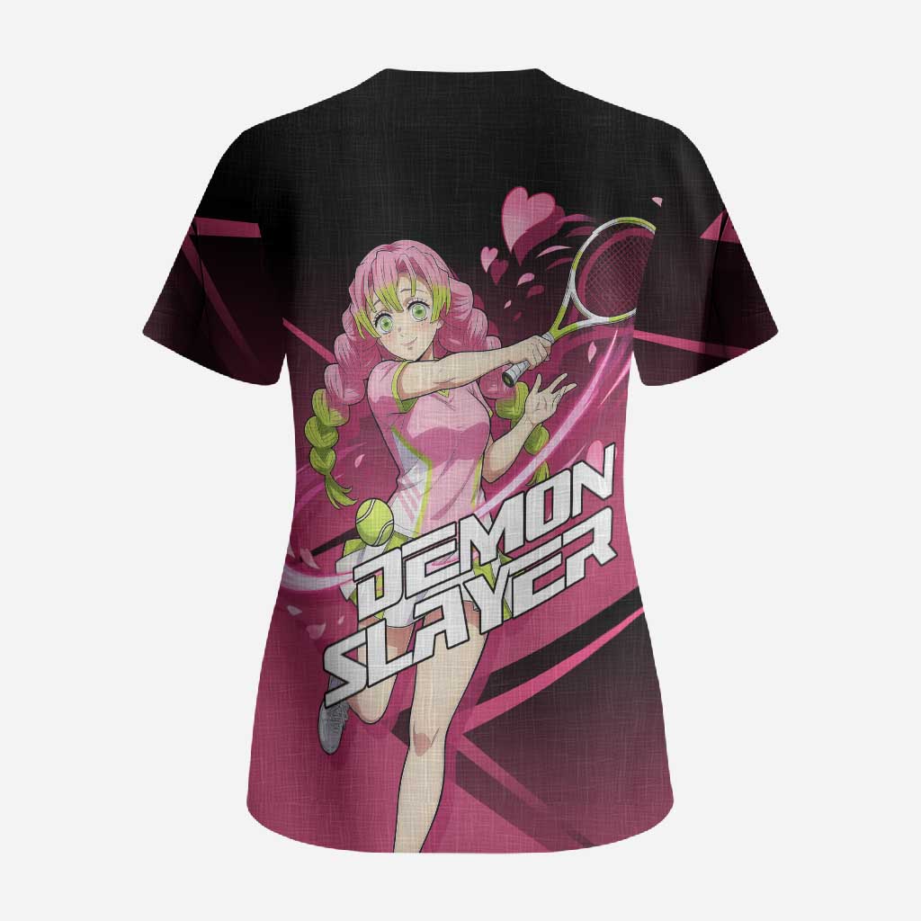 Mitsuri Kanroji Love Volley Scrub Top Sporty Anime Mashup Style