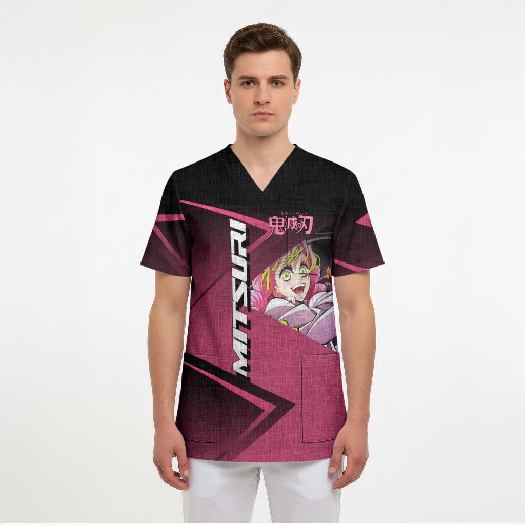 Mitsuri Kanroji Love Volley Scrub Top Sporty Anime Mashup Style