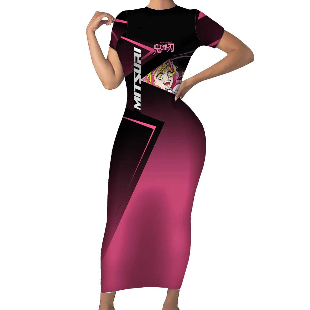 Mitsuri Kanroji Love Volley Short Sleeve Bodycon Dress Sporty Anime Mashup Style