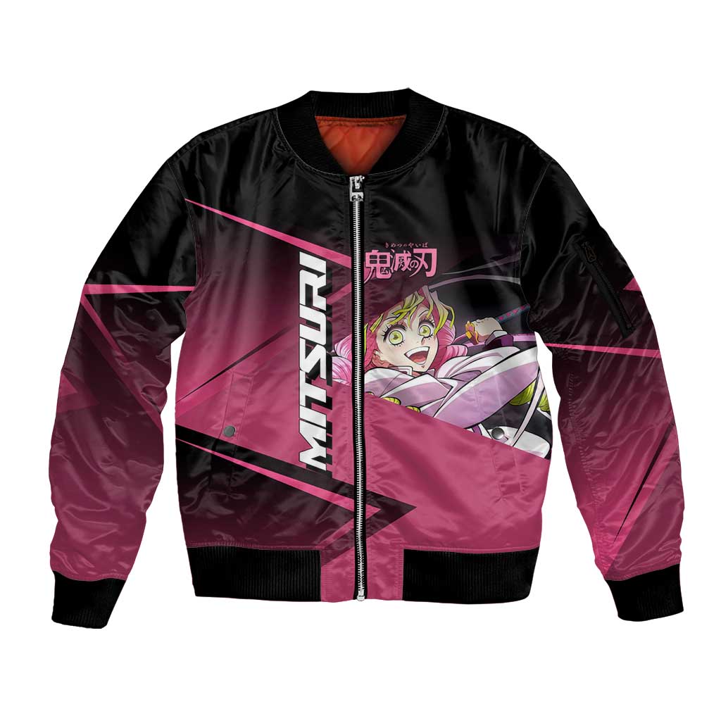 Mitsuri Kanroji Love Volley Sleeve Zip Bomber Jacket Sporty Anime Mashup Style