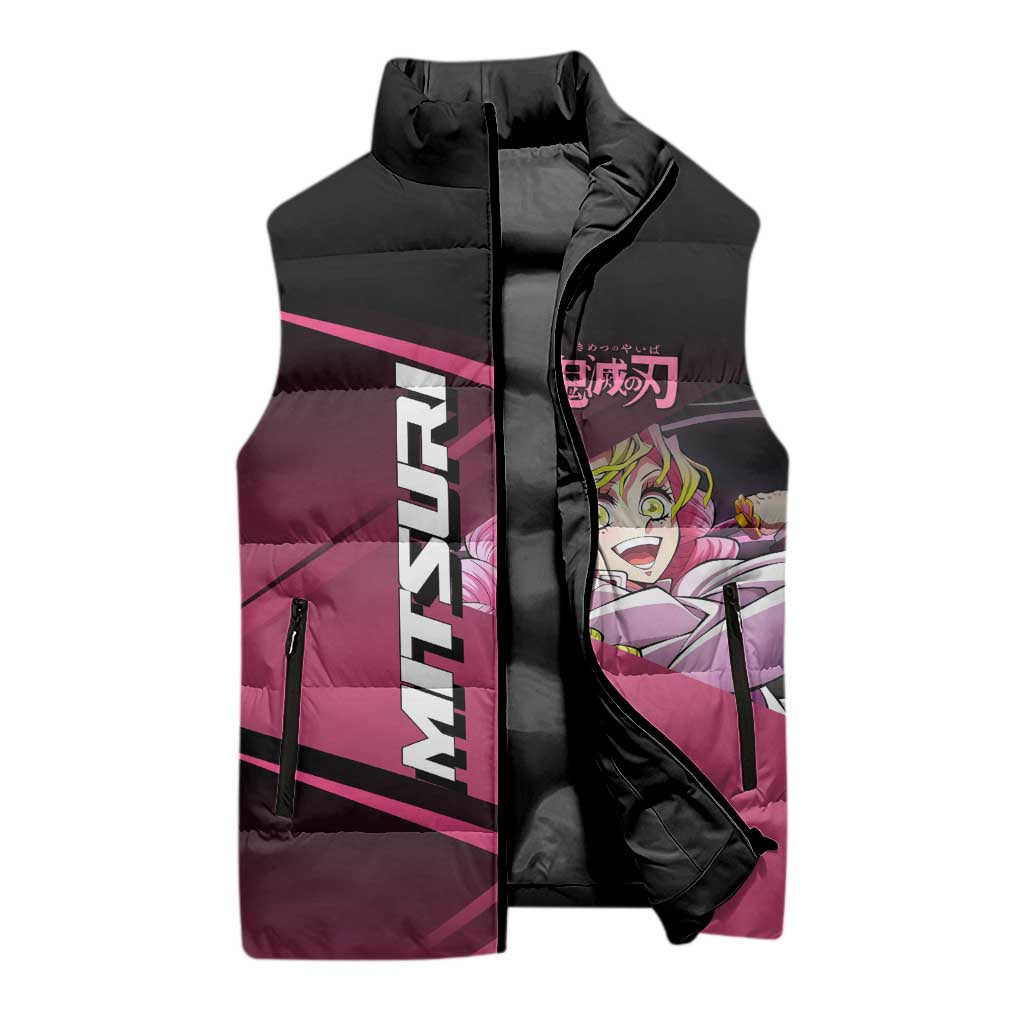 Mitsuri Kanroji Love Volley Sleeveless Puffer Jacket Sporty Anime Mashup Style