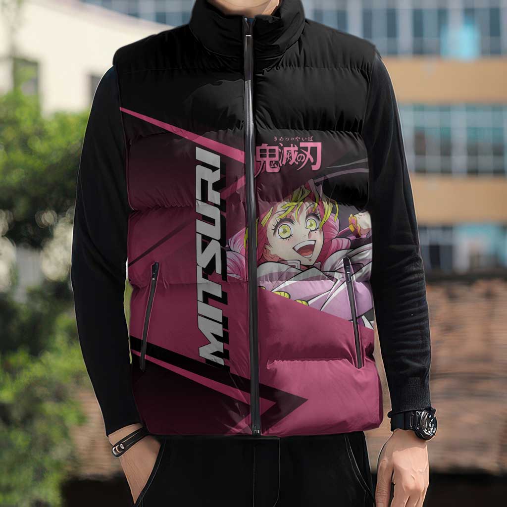 Mitsuri Kanroji Love Volley Sleeveless Puffer Jacket Sporty Anime Mashup Style