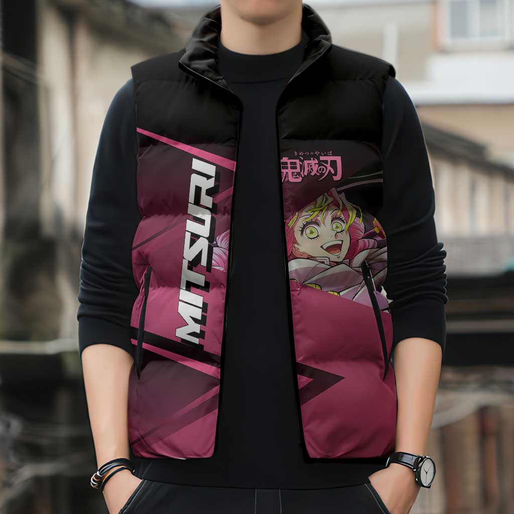 Mitsuri Kanroji Love Volley Sleeveless Puffer Jacket Sporty Anime Mashup Style