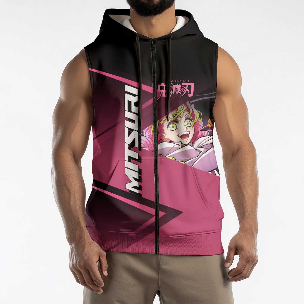 Mitsuri Kanroji Love Volley Sleeveless Zip Hoodie Sporty Anime Mashup Style