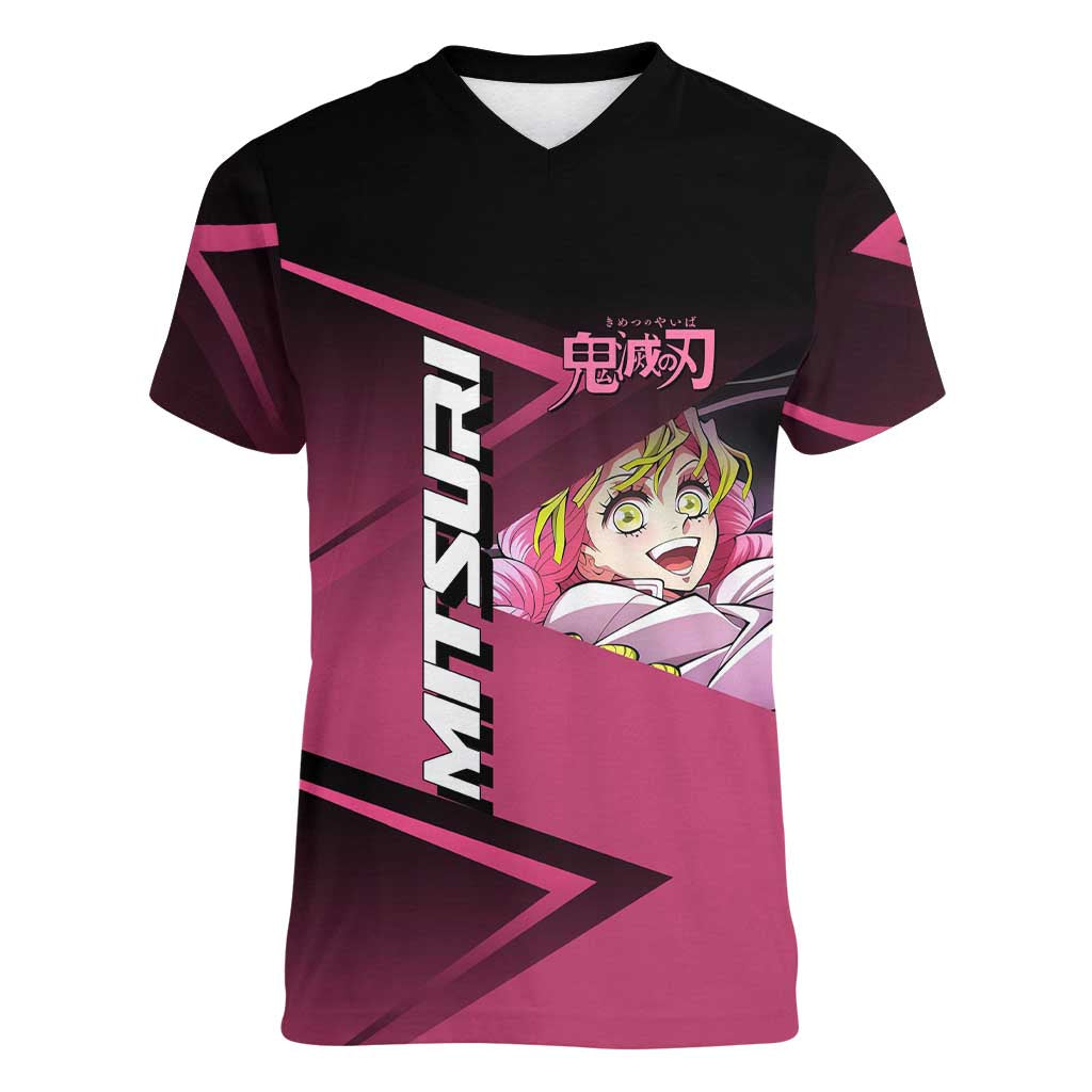 Mitsuri Kanroji Love Volley Women V-Neck T-Shirt Sporty Anime Mashup Style