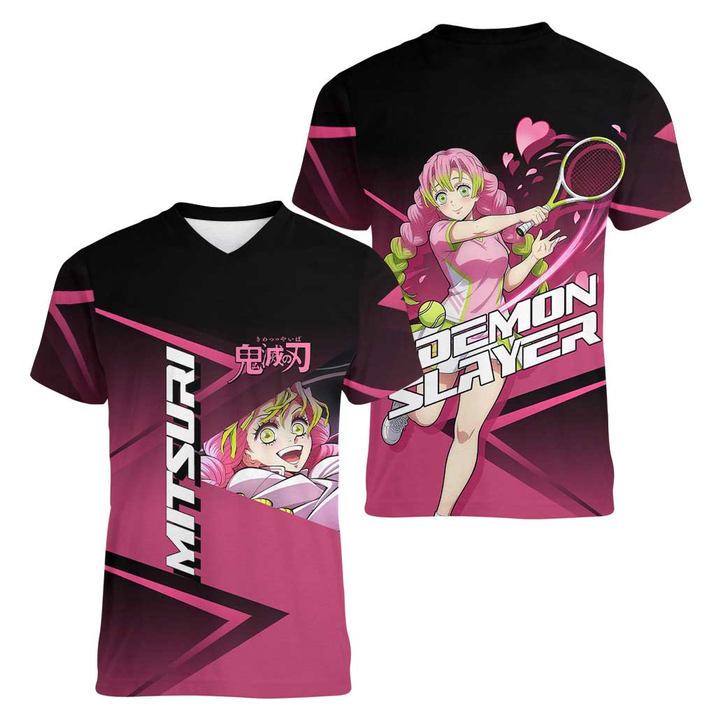 Mitsuri Kanroji Love Volley Women V-Neck T-Shirt Sporty Anime Mashup Style