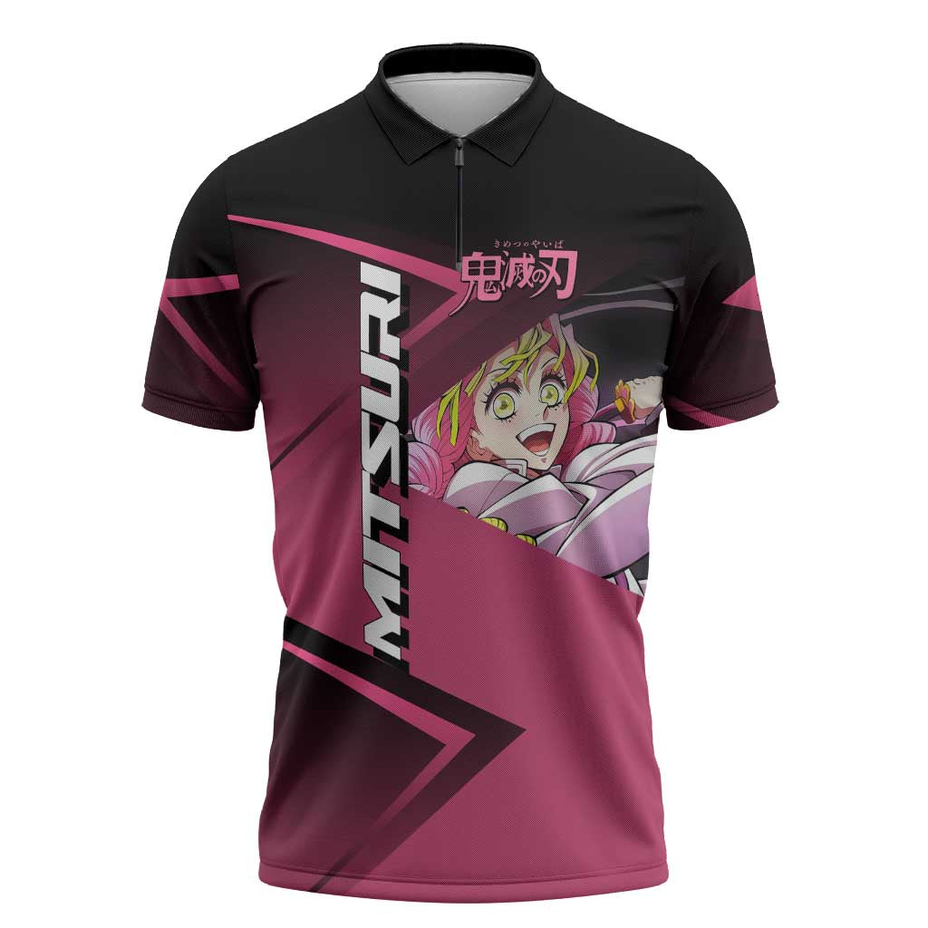 Mitsuri Kanroji Love Volley Zipper Polo Shirt Sporty Anime Mashup Style