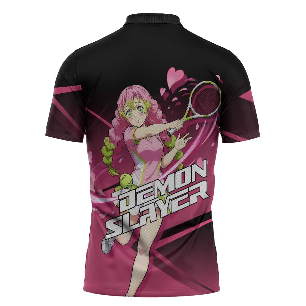 Mitsuri Kanroji Love Volley Zipper Polo Shirt Sporty Anime Mashup Style