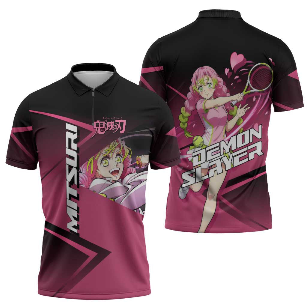 Mitsuri Kanroji Love Volley Zipper Polo Shirt Sporty Anime Mashup Style