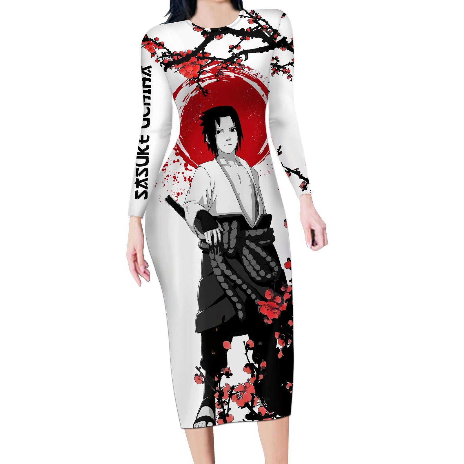 Uchiha Sasuke - Japan Style Anime Long Sleeve Bodycon Dress