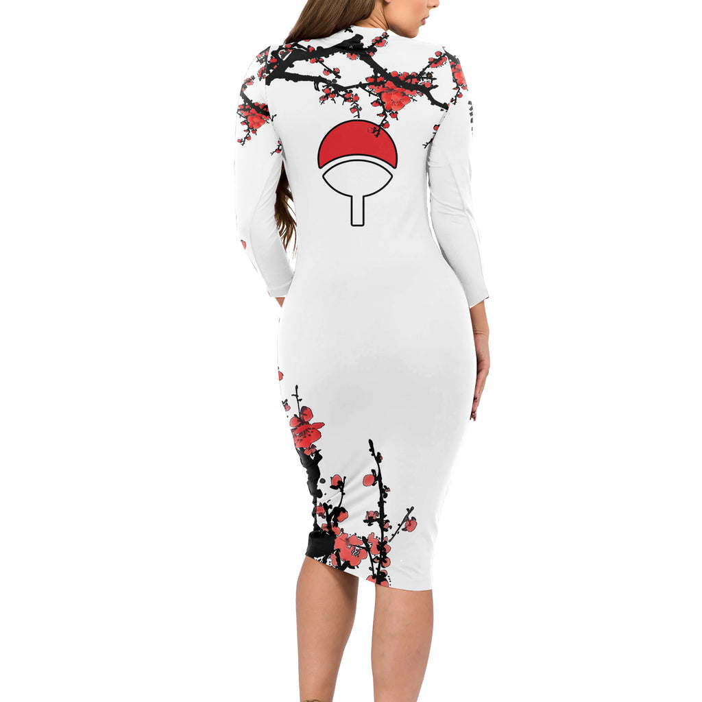 Uchiha Sasuke - Japan Style Anime Long Sleeve Bodycon Dress