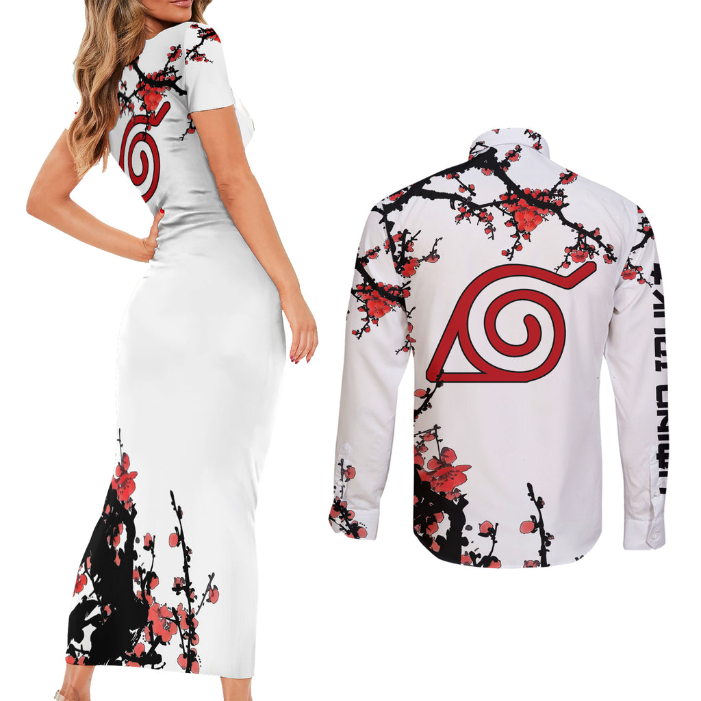 Umino Iruka - Japan Style Anime Couples Matching Short Sleeve Bodycon Dress and Long Sleeve Button Shirt