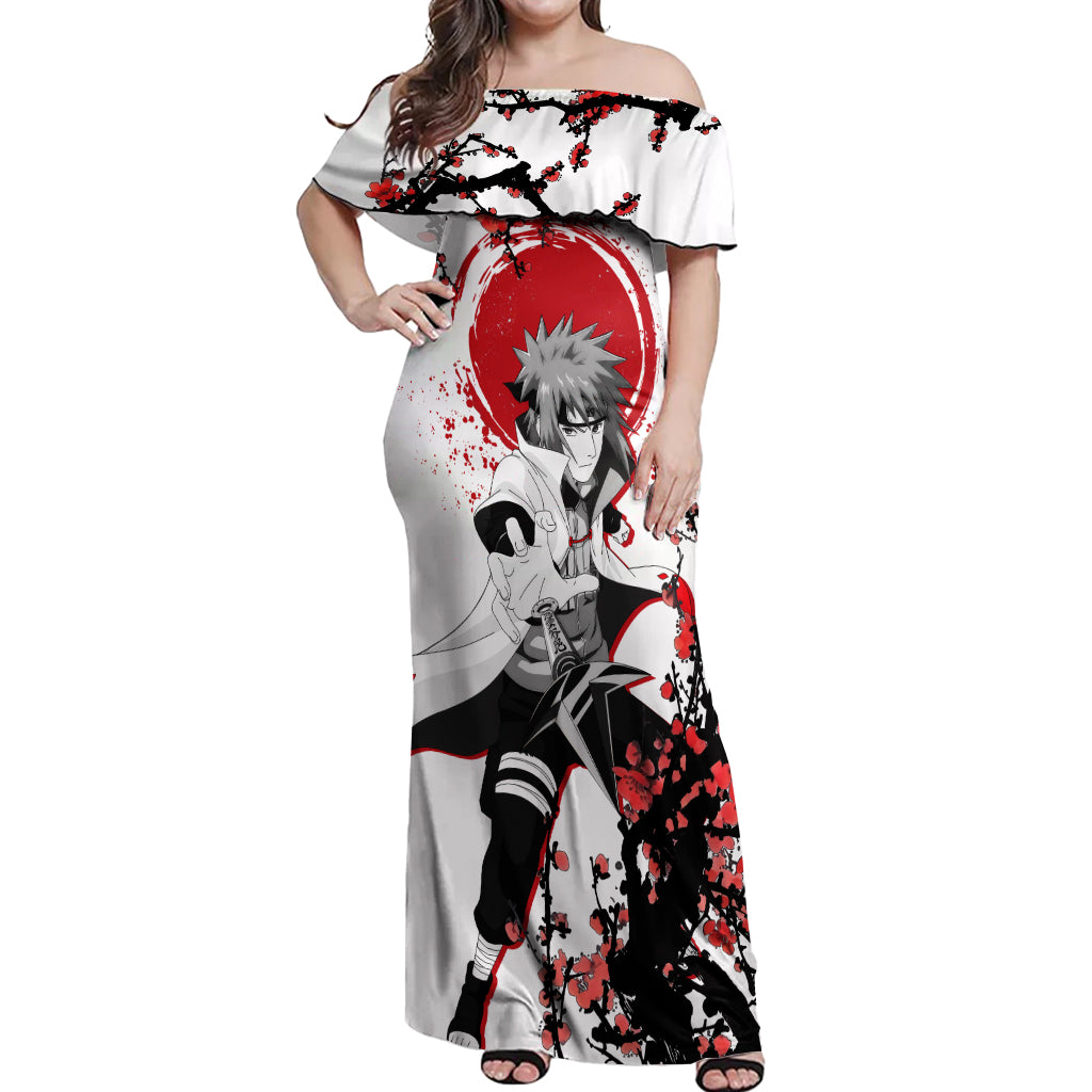 Minato Namikaze - Japan Style Anime Off Shoulder Maxi Dress
