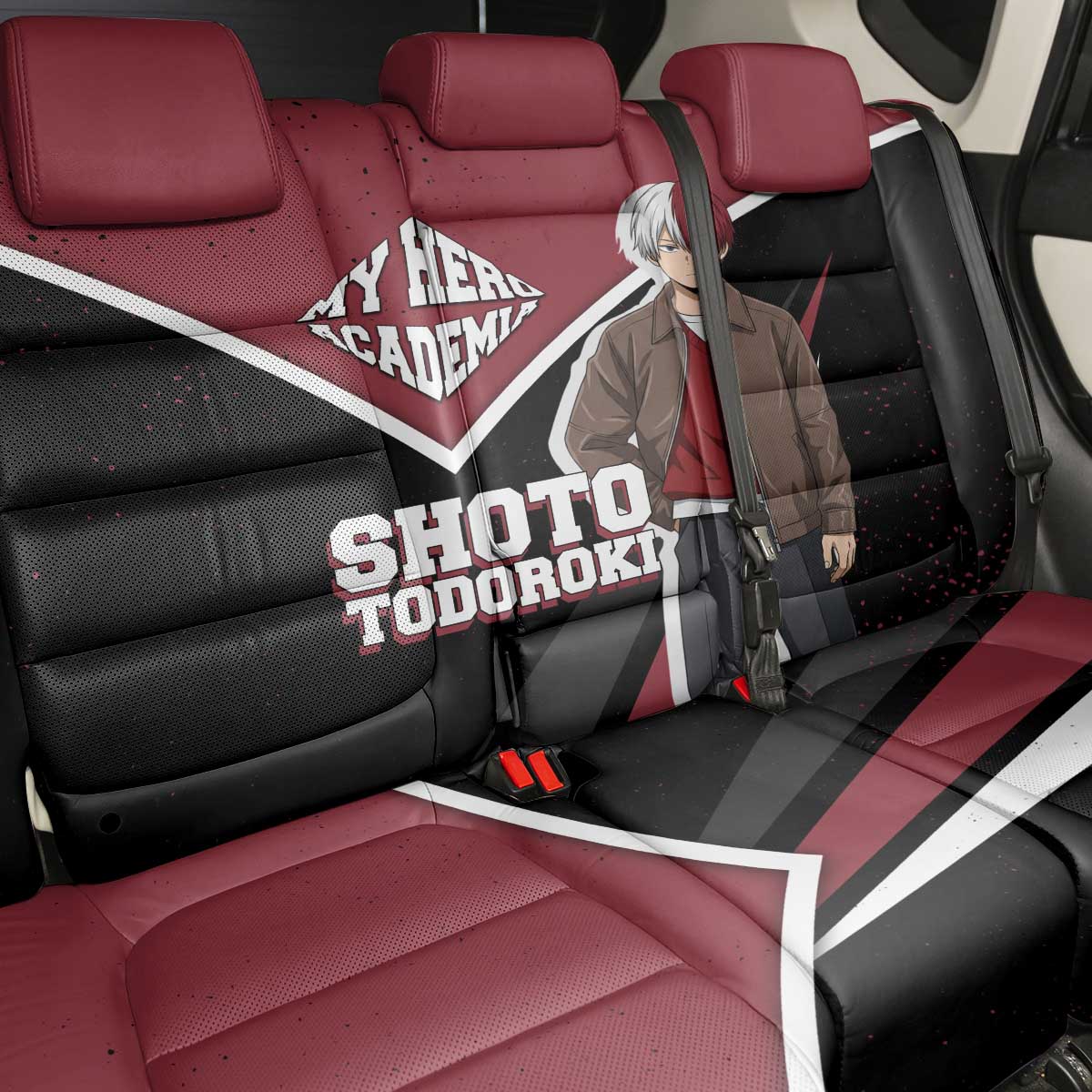Shoto Todoroki My Hero Academia Back Car Seat Cover Anime Grunge Splatter Graphic Style