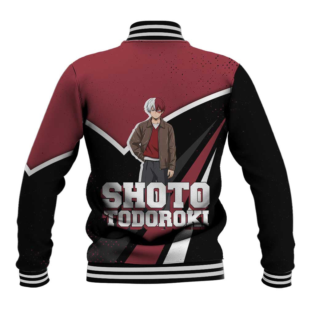 Shoto Todoroki My Hero Academia Baseball Jacket Anime Grunge Splatter Graphic Style