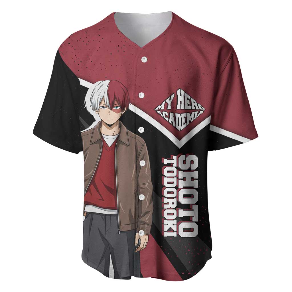 Shoto Todoroki My Hero Academia Baseball Jersey Anime Grunge Splatter Graphic Style