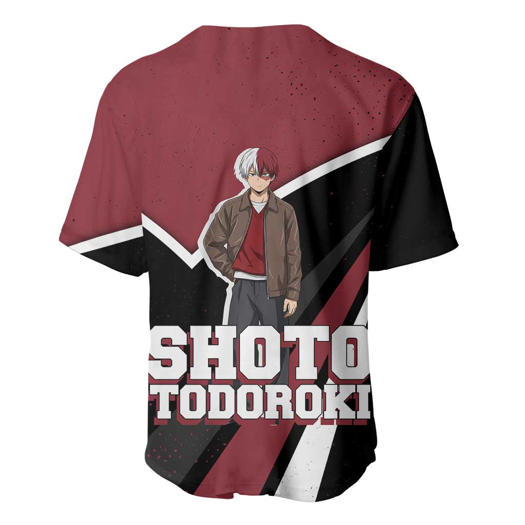 Shoto Todoroki My Hero Academia Baseball Jersey Anime Grunge Splatter Graphic Style