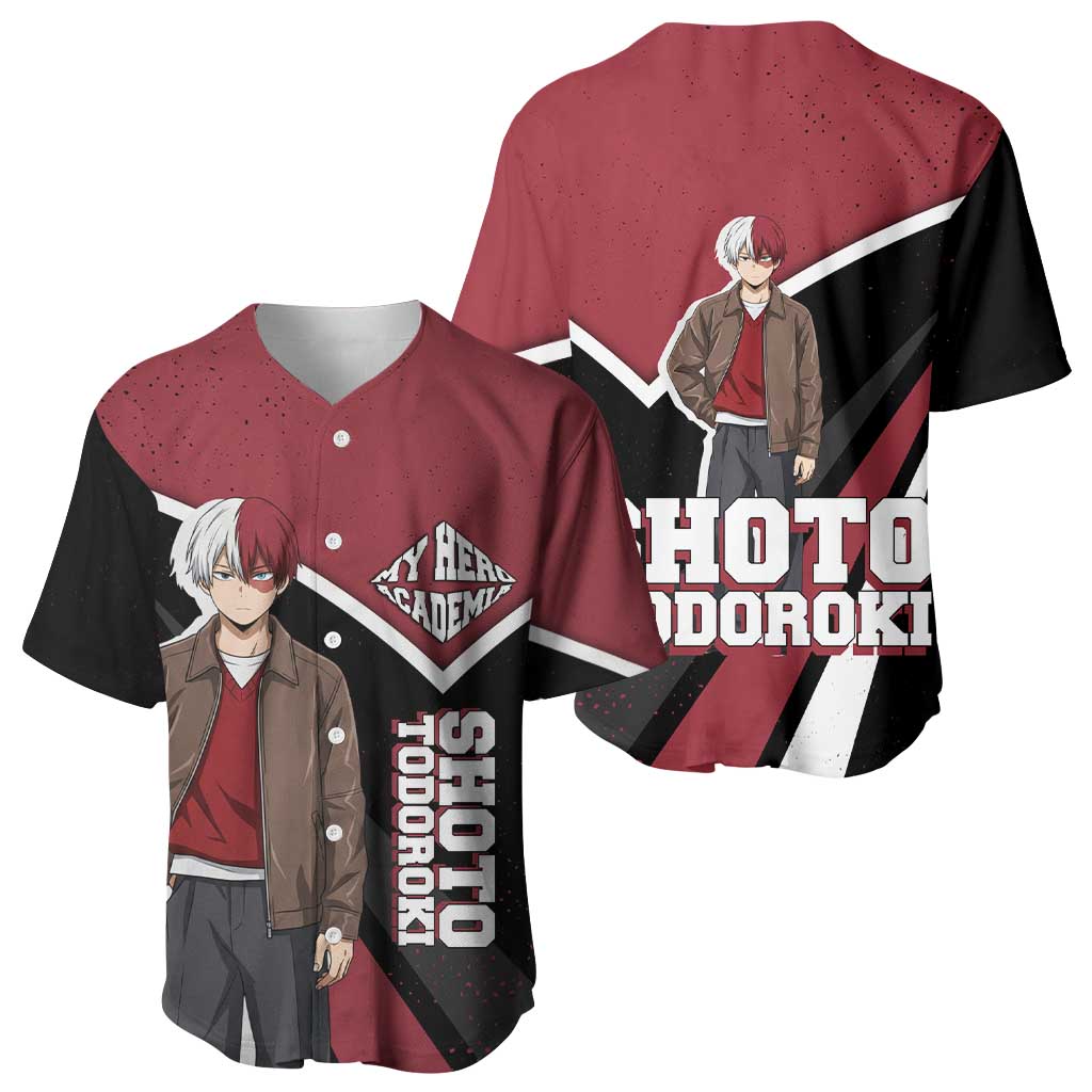 Shoto Todoroki My Hero Academia Baseball Jersey Anime Grunge Splatter Graphic Style