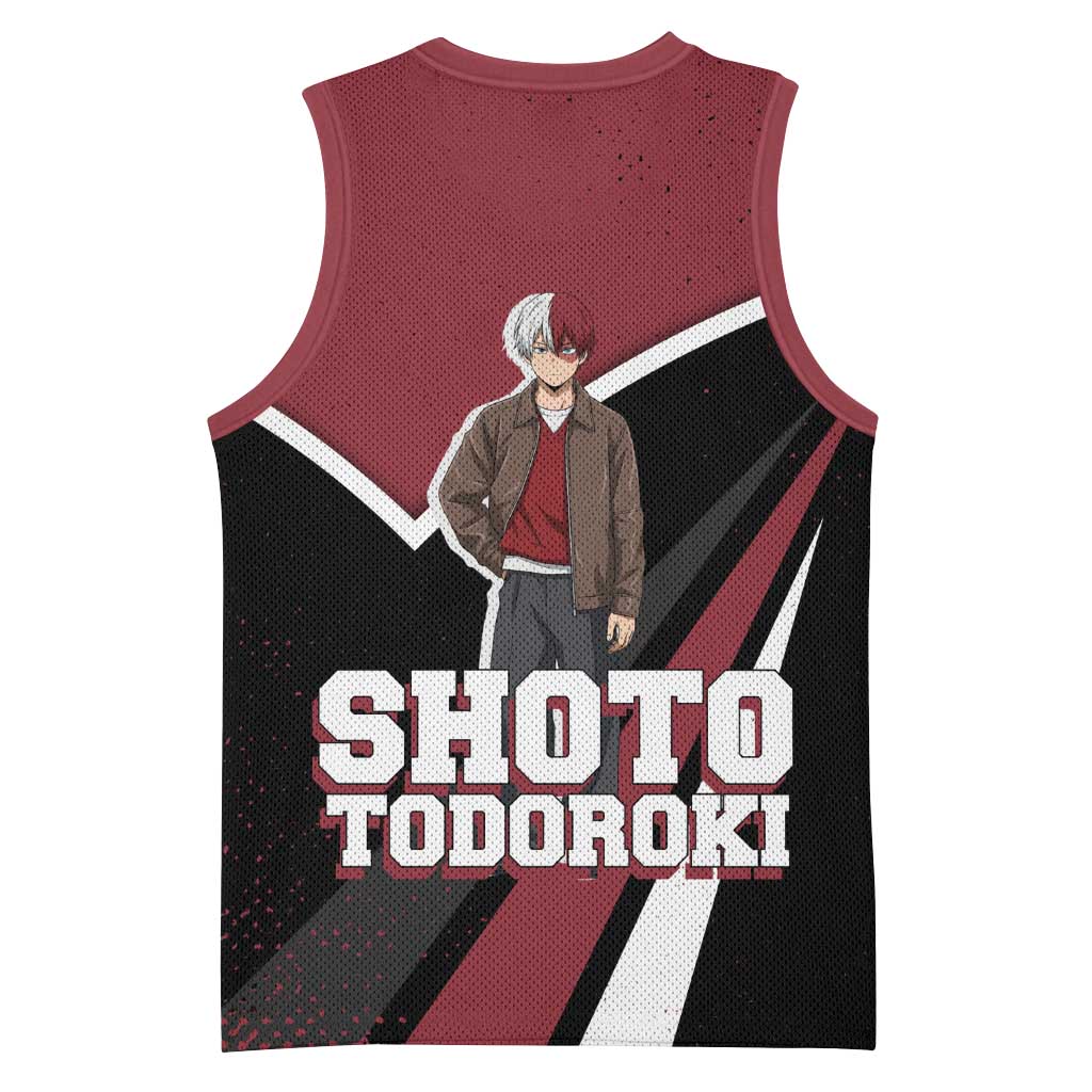 Shoto Todoroki My Hero Academia Basketball Jersey Anime Grunge Splatter Graphic Style