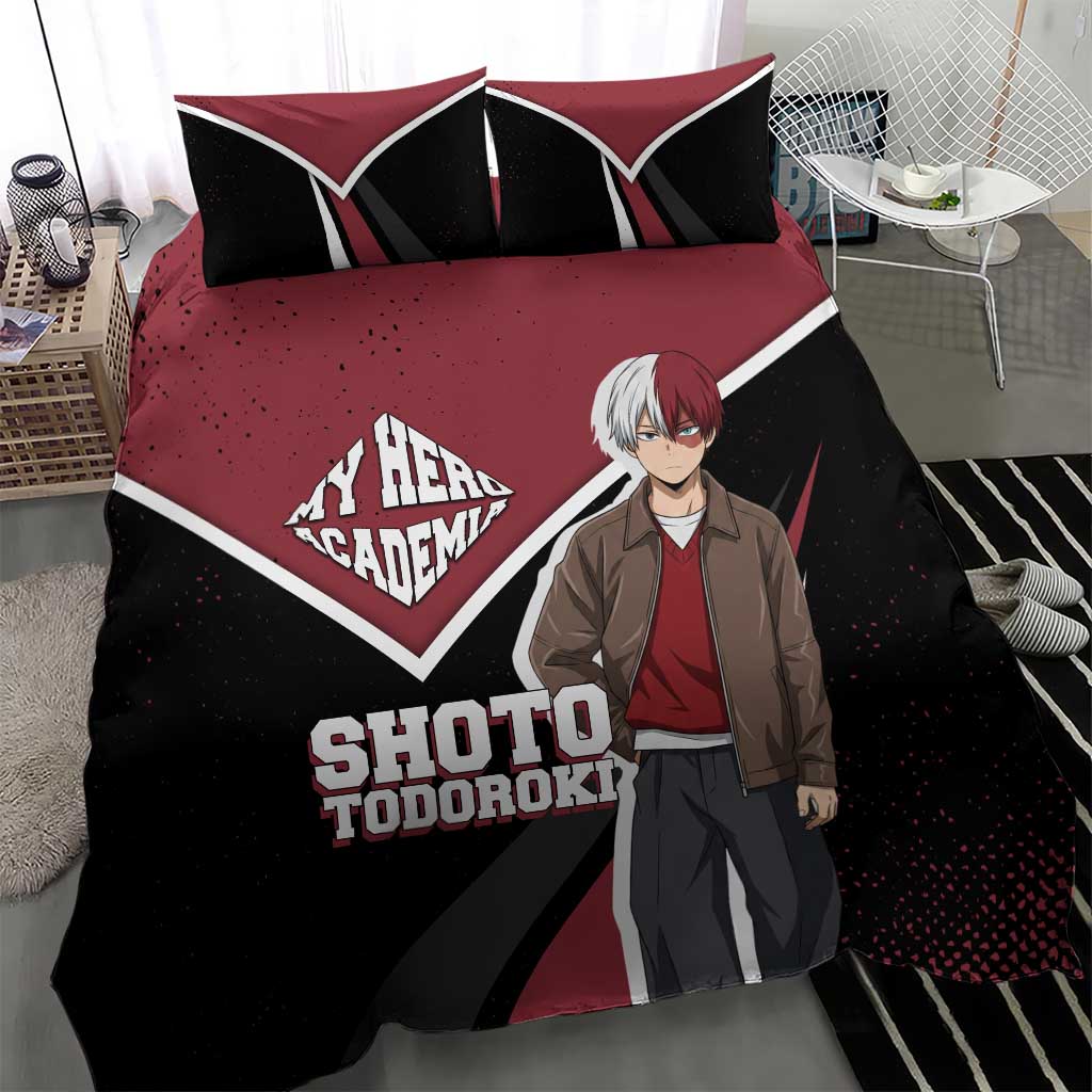 Shoto Todoroki My Hero Academia Bedding Set Anime Grunge Splatter Graphic Style