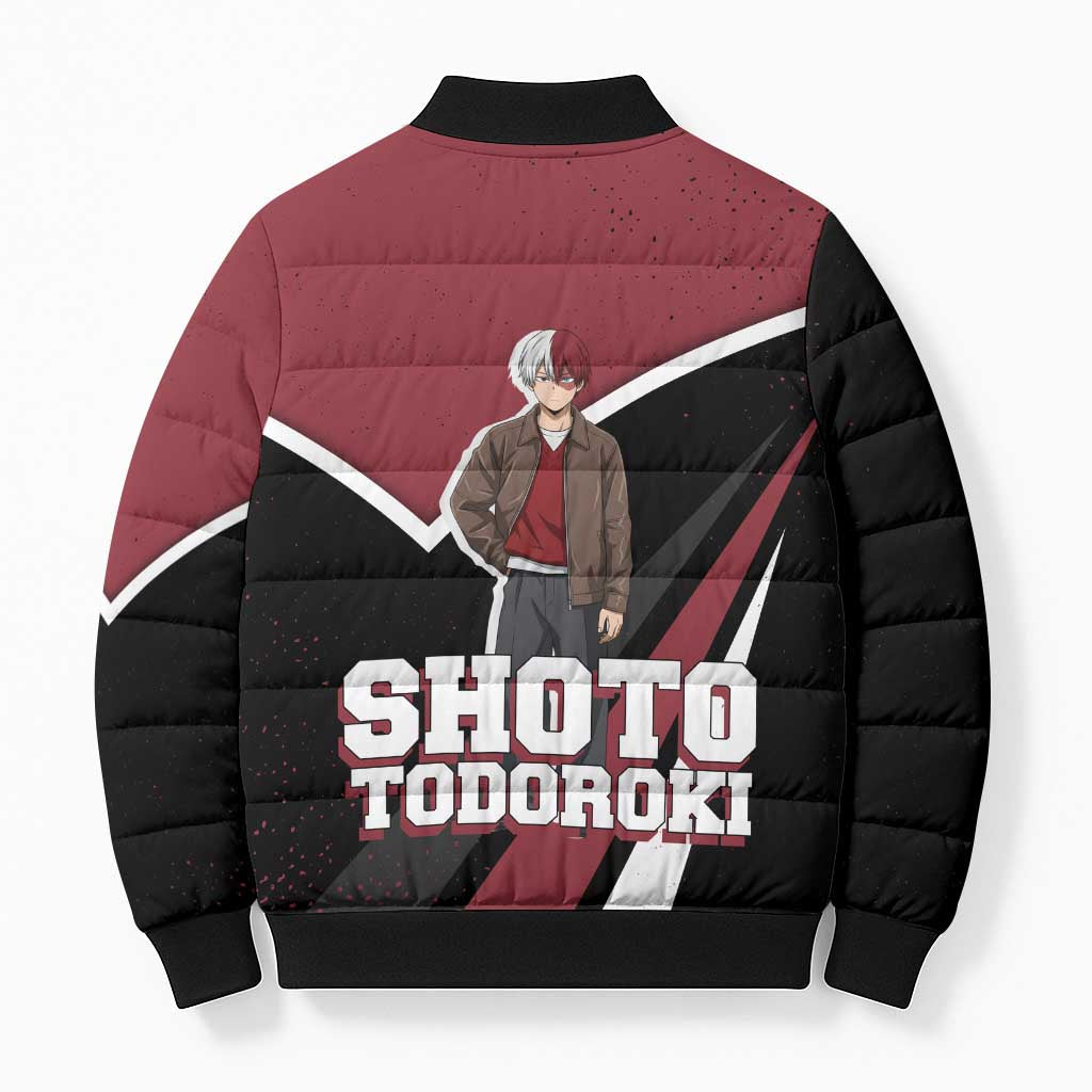 Shoto Todoroki My Hero Academia Bomber Puffer Jacket Anime Grunge Splatter Graphic Style