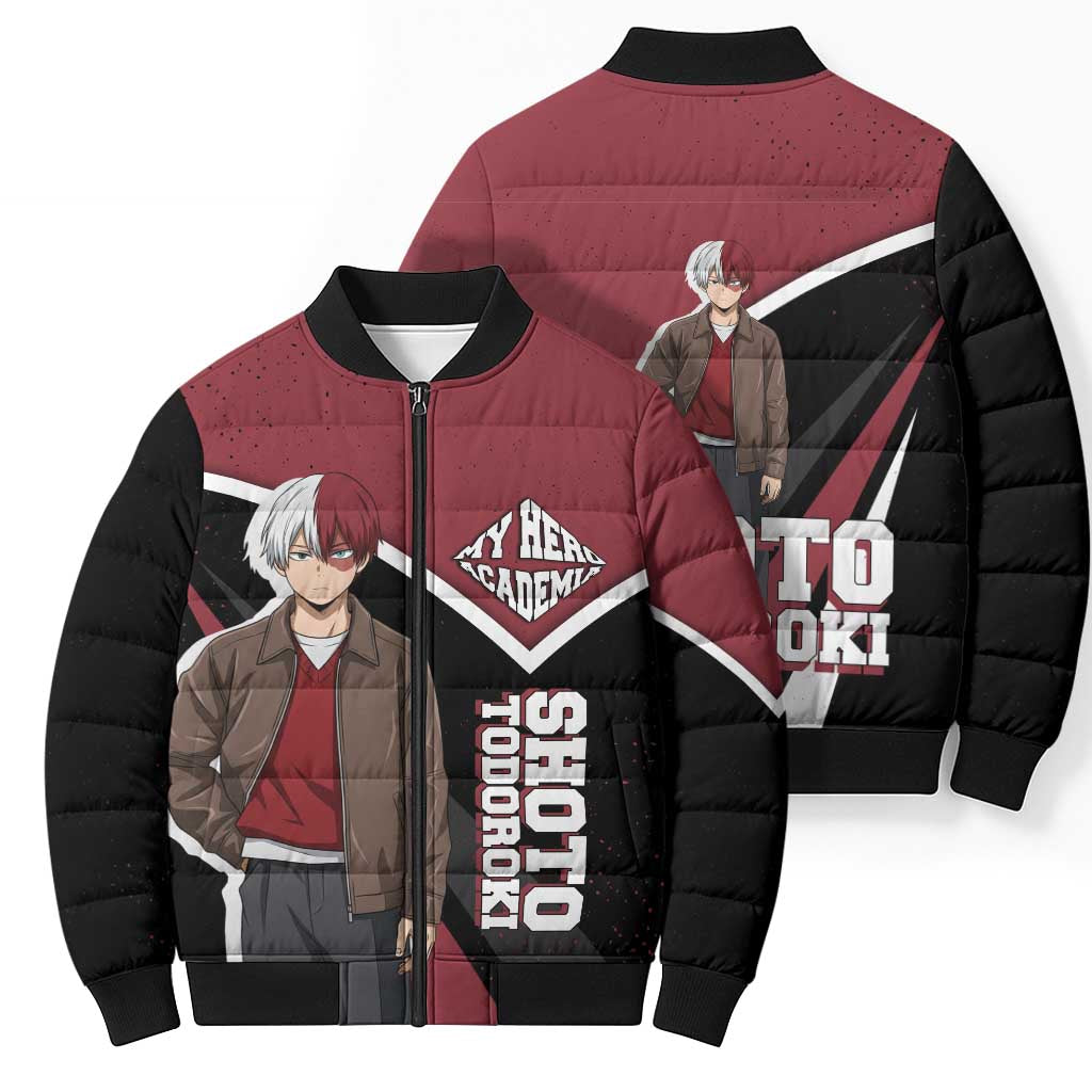 Shoto Todoroki My Hero Academia Bomber Puffer Jacket Anime Grunge Splatter Graphic Style