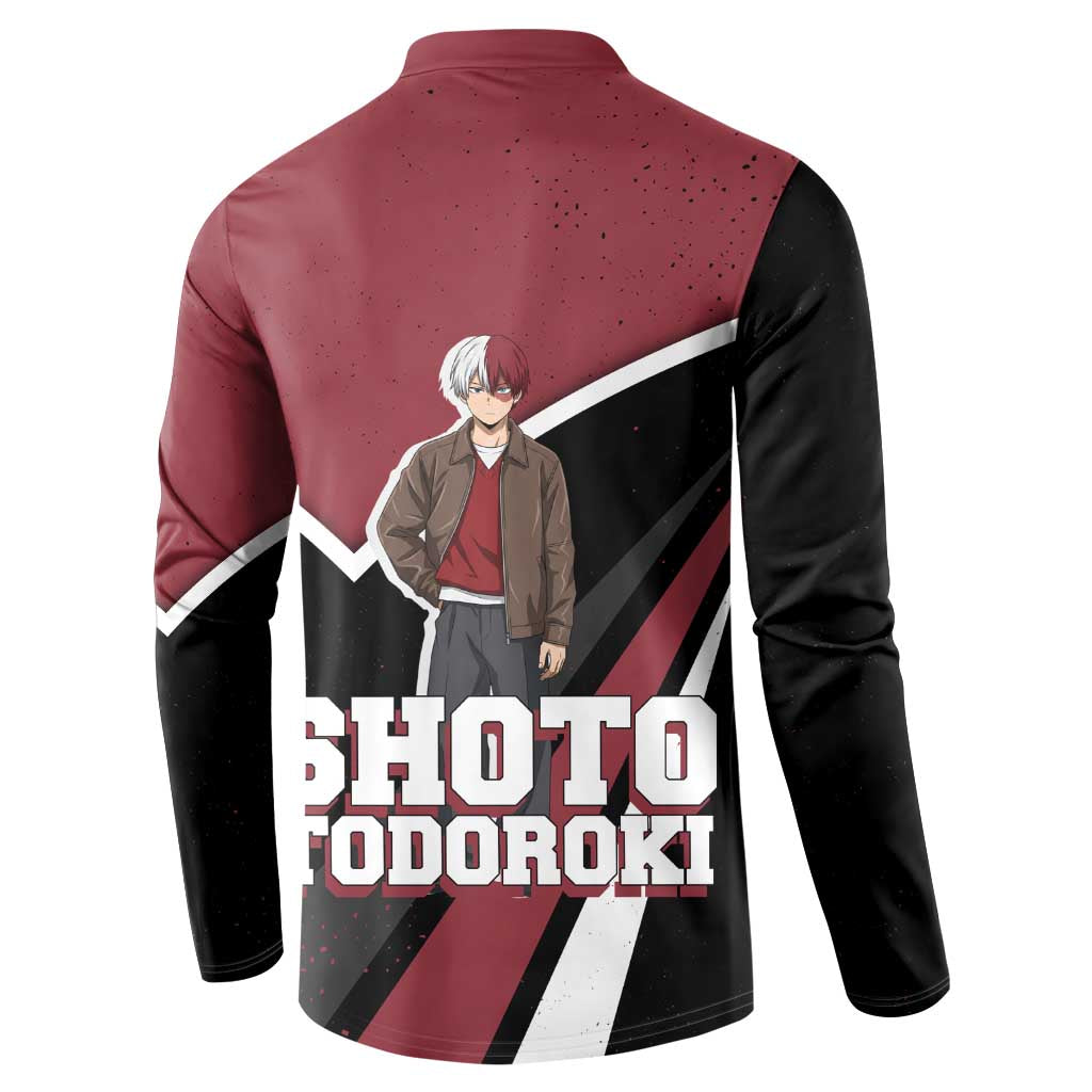 Shoto Todoroki My Hero Academia Button Sweatshirt Anime Grunge Splatter Graphic Style