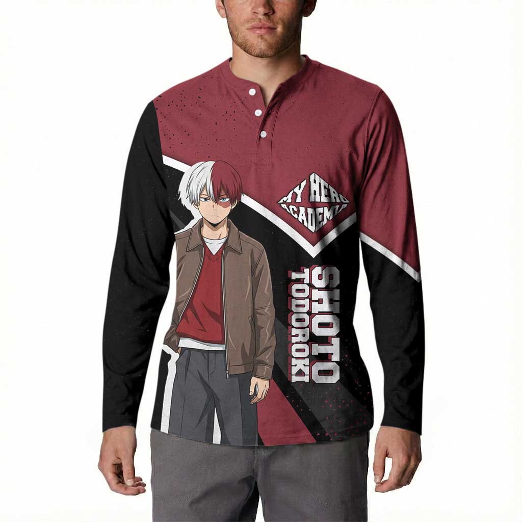 Shoto Todoroki My Hero Academia Button Sweatshirt Anime Grunge Splatter Graphic Style