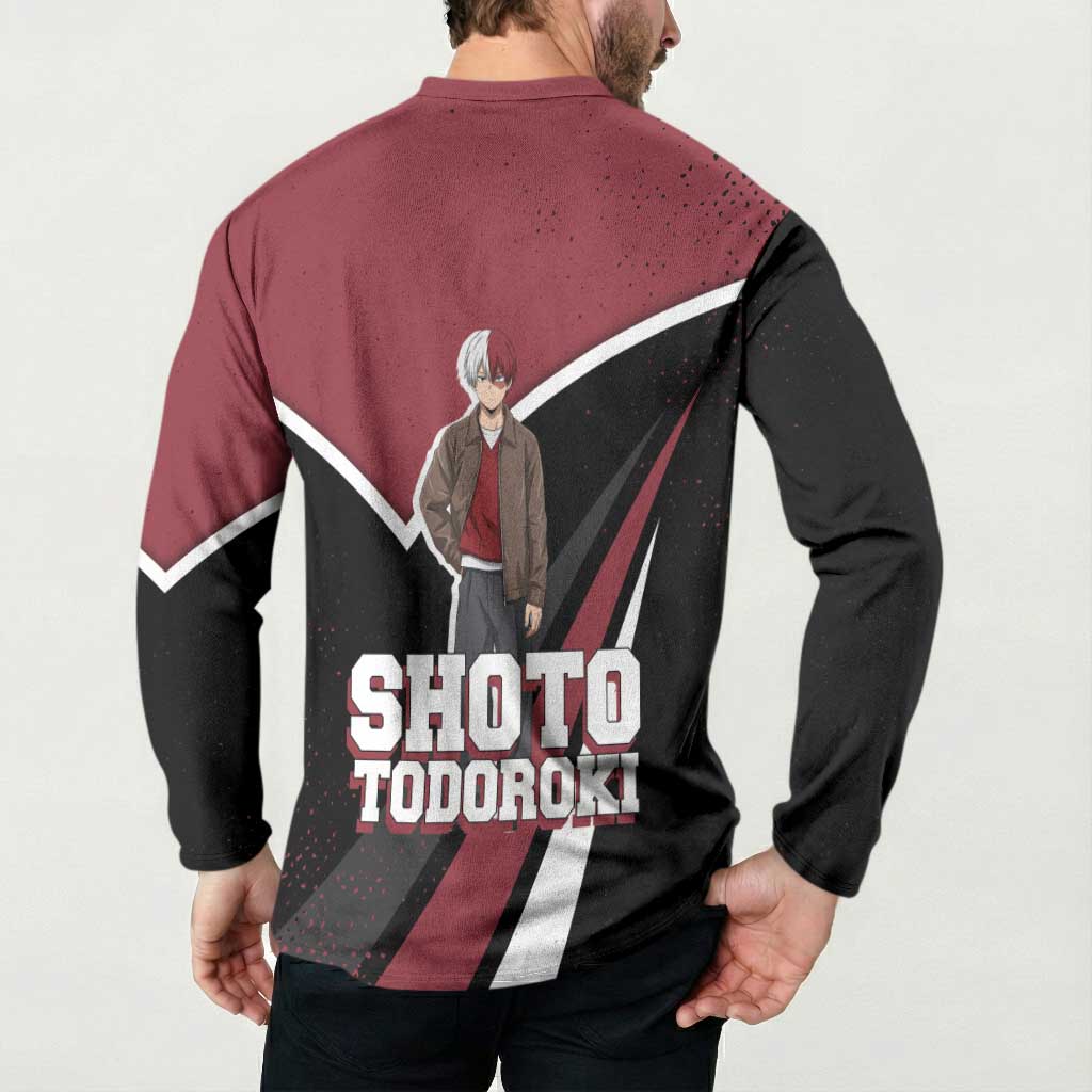 Shoto Todoroki My Hero Academia Button Sweatshirt Anime Grunge Splatter Graphic Style