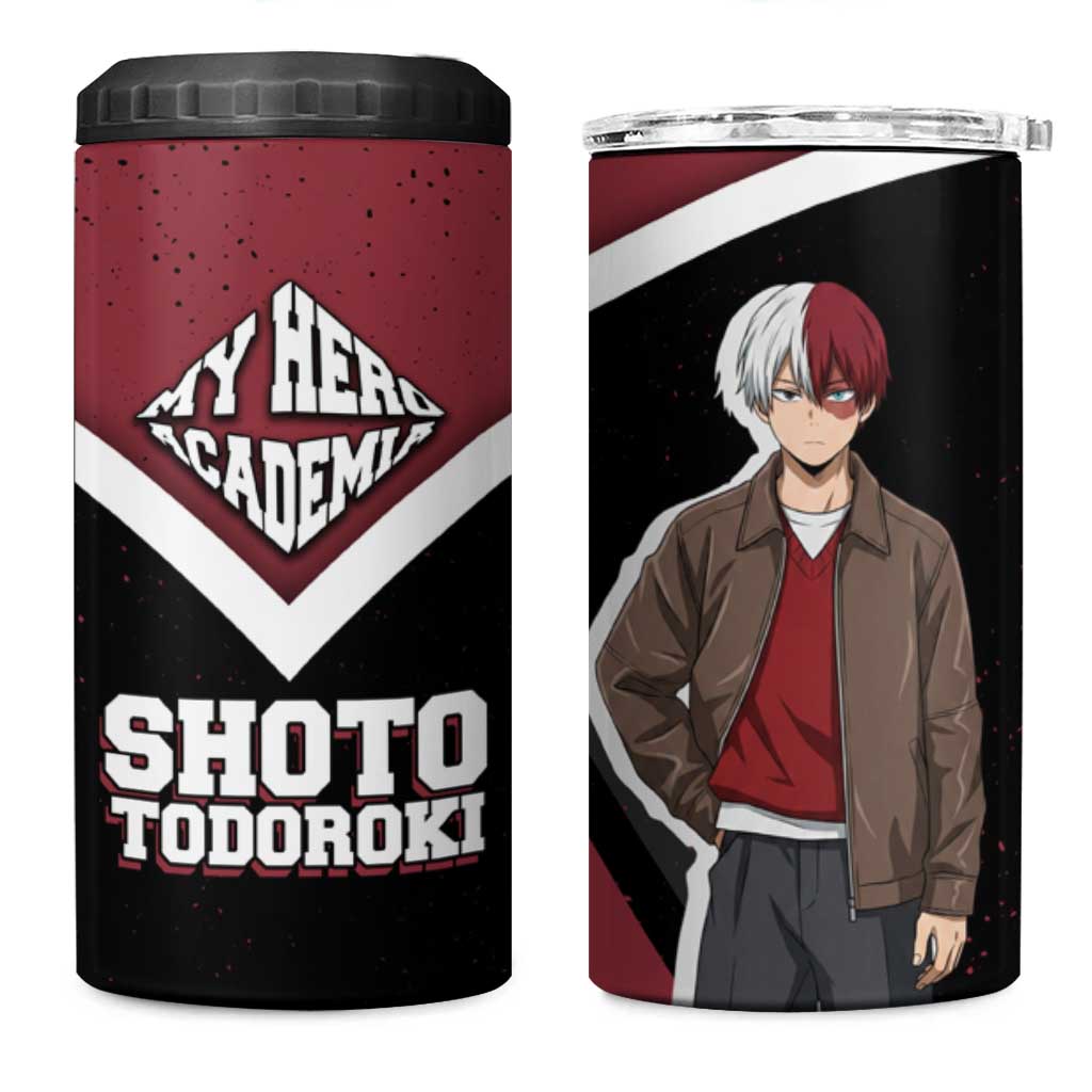 Shoto Todoroki My Hero Academia 4 in 1 Can Cooler Tumbler Anime Grunge Splatter Graphic Style