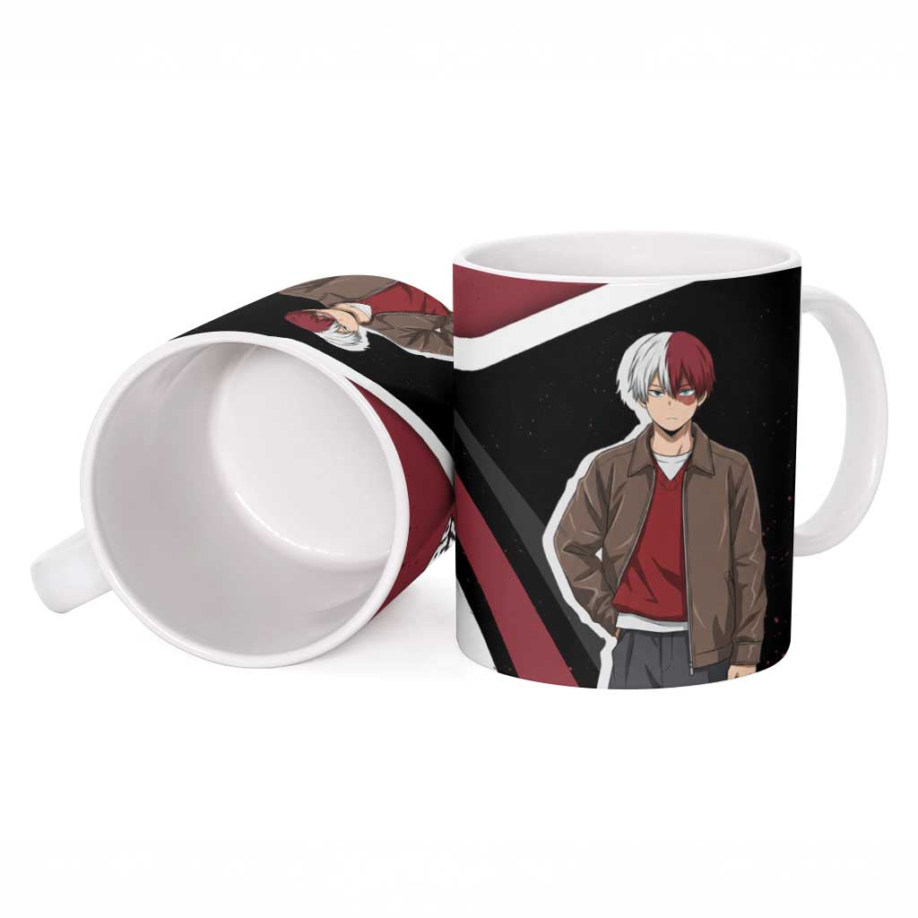 Shoto Todoroki My Hero Academia Ceramic Mug Anime Grunge Splatter Graphic Style