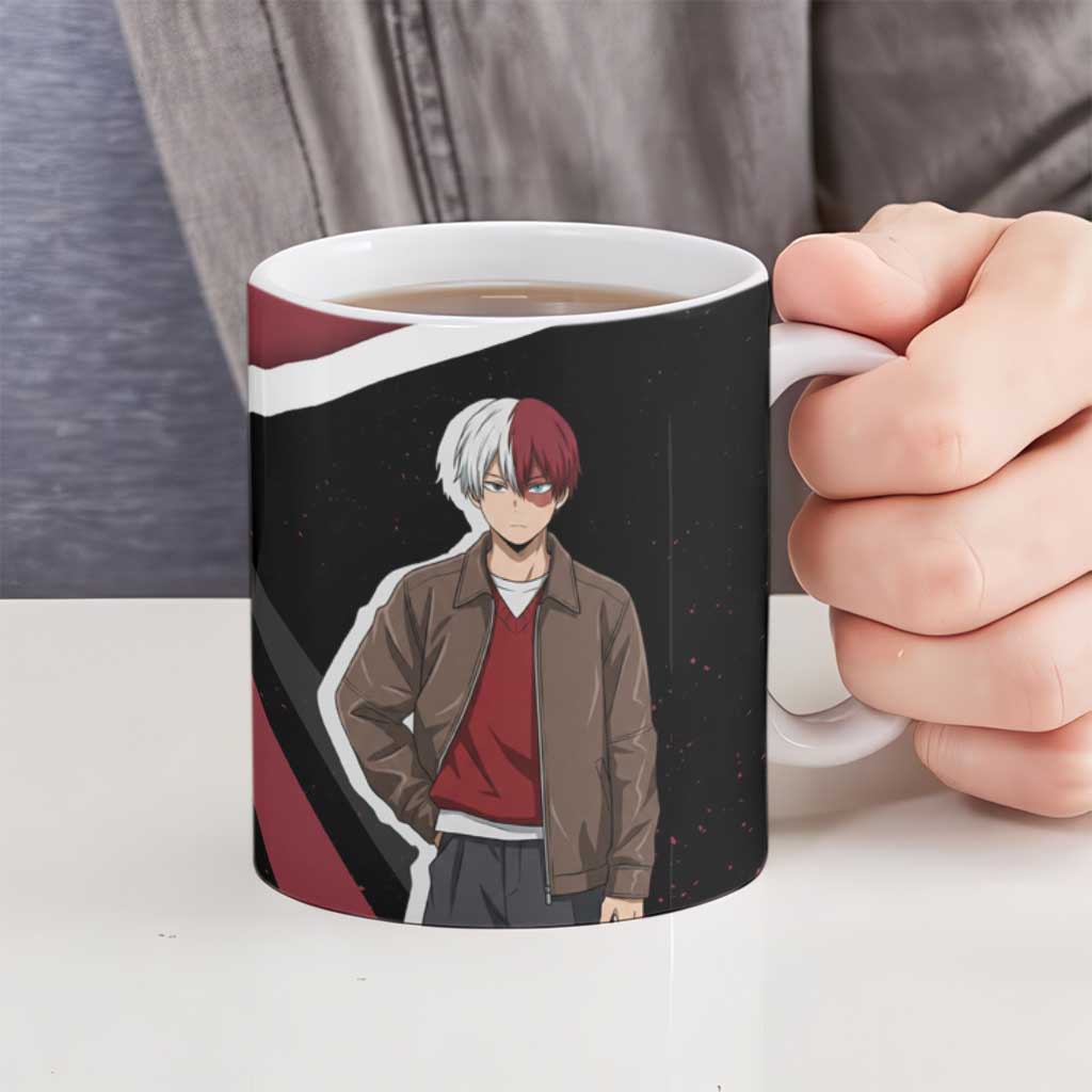 Shoto Todoroki My Hero Academia Ceramic Mug Anime Grunge Splatter Graphic Style