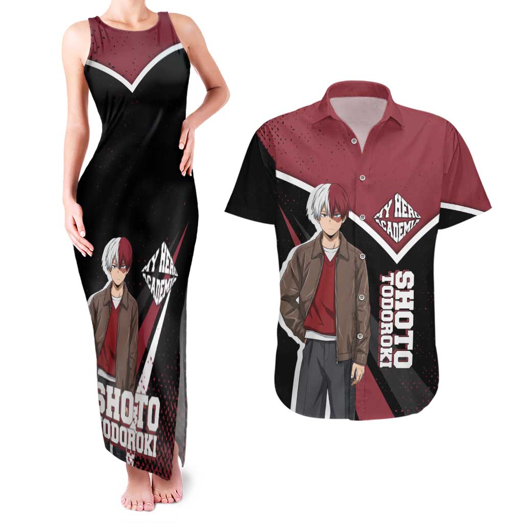 Shoto Todoroki My Hero Academia Couples Matching Tank Maxi Dress and Hawaiian Shirt Anime Grunge Splatter Graphic Style