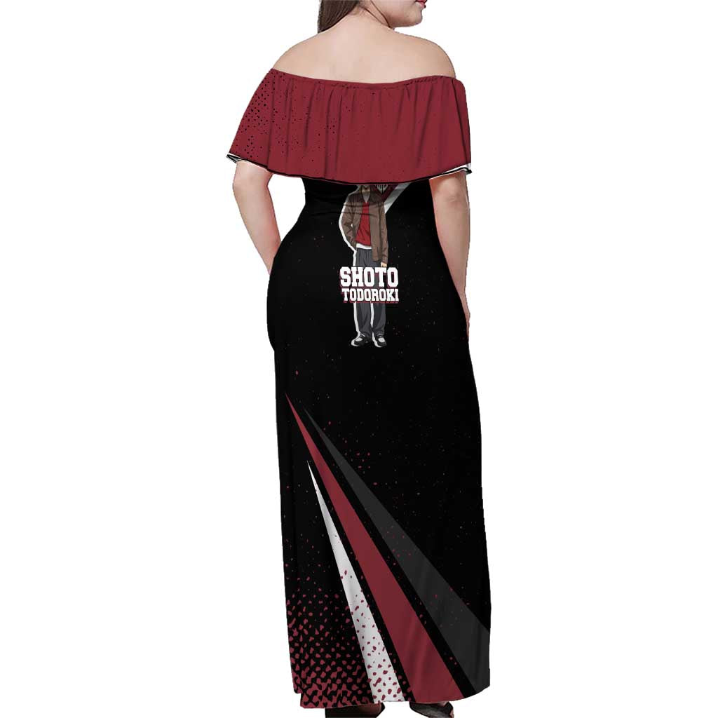 Shoto Todoroki My Hero Academia Family Matching Off Shoulder Maxi Dress and Hawaiian Shirt Anime Grunge Splatter Graphic Style