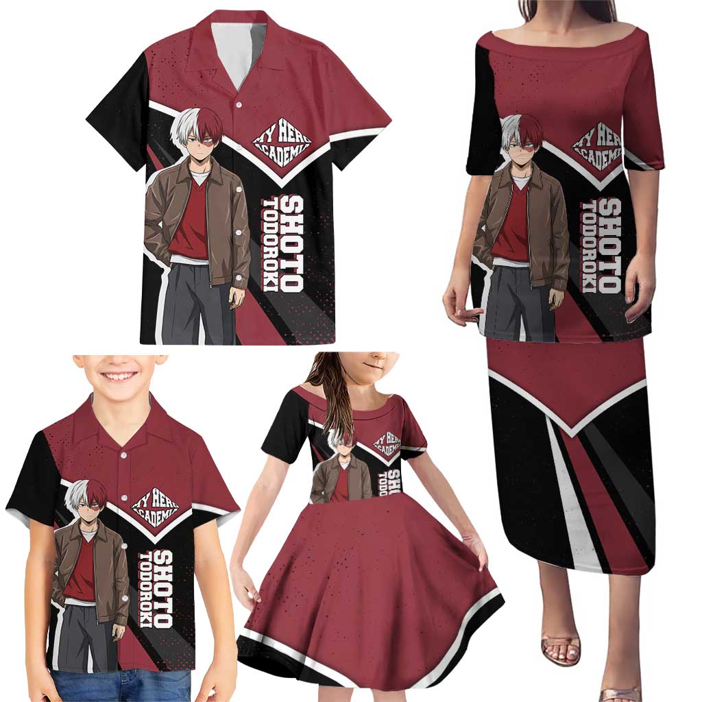 Shoto Todoroki My Hero Academia Family Matching Puletasi and Hawaiian Shirt Anime Grunge Splatter Graphic Style