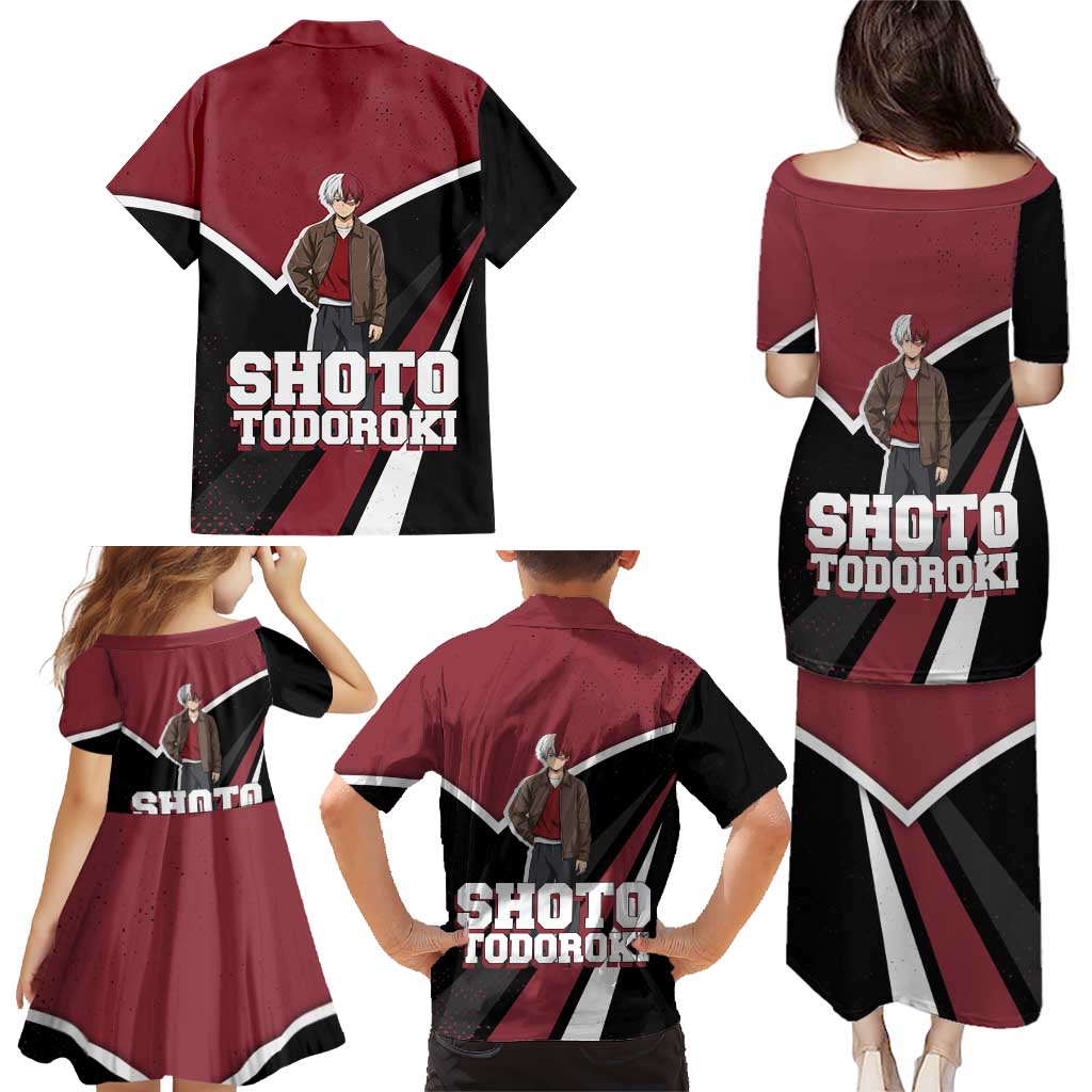 Shoto Todoroki My Hero Academia Family Matching Puletasi and Hawaiian Shirt Anime Grunge Splatter Graphic Style