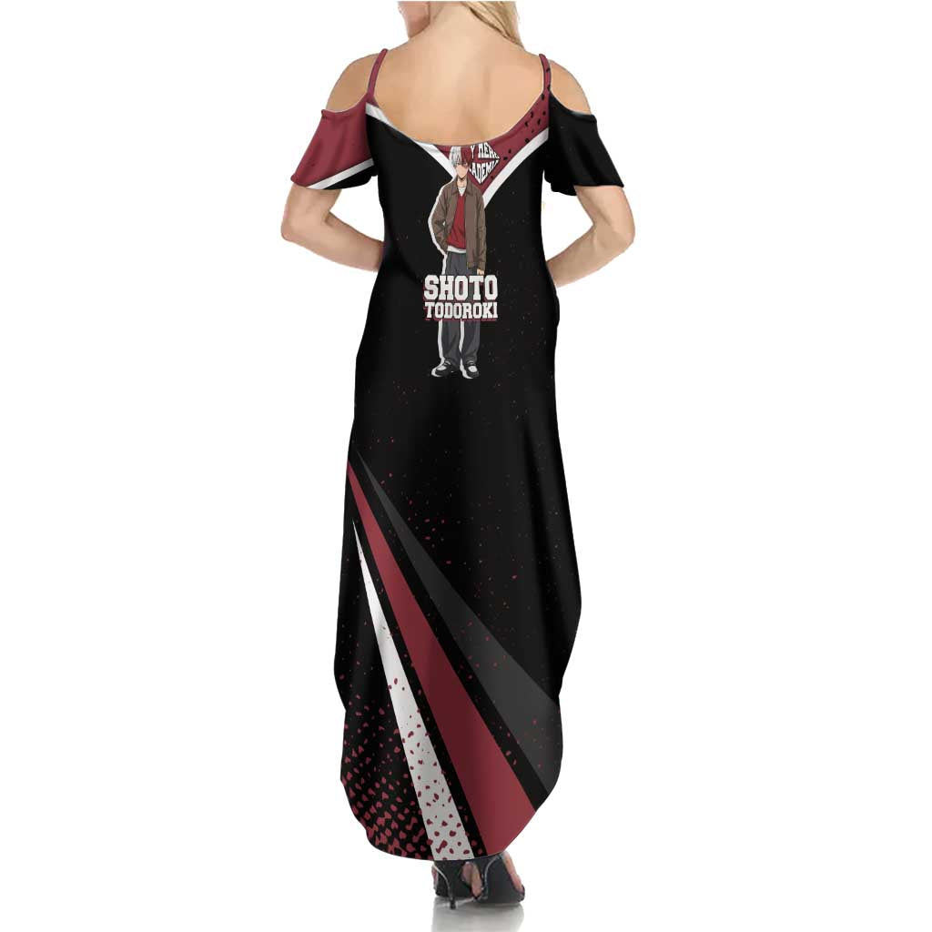 Shoto Todoroki My Hero Academia Family Matching Summer Maxi Dress and Hawaiian Shirt Anime Grunge Splatter Graphic Style