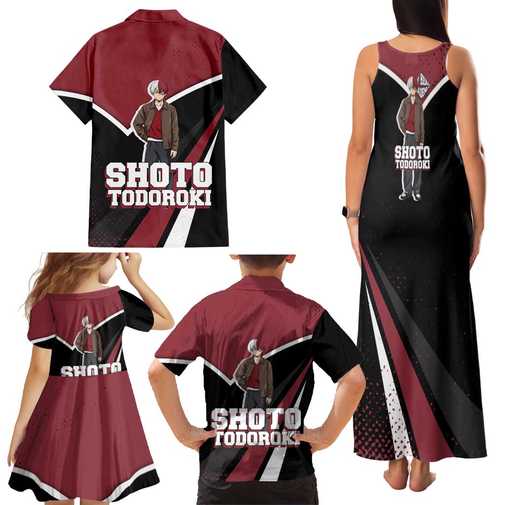 Shoto Todoroki My Hero Academia Family Matching Tank Maxi Dress and Hawaiian Shirt Anime Grunge Splatter Graphic Style
